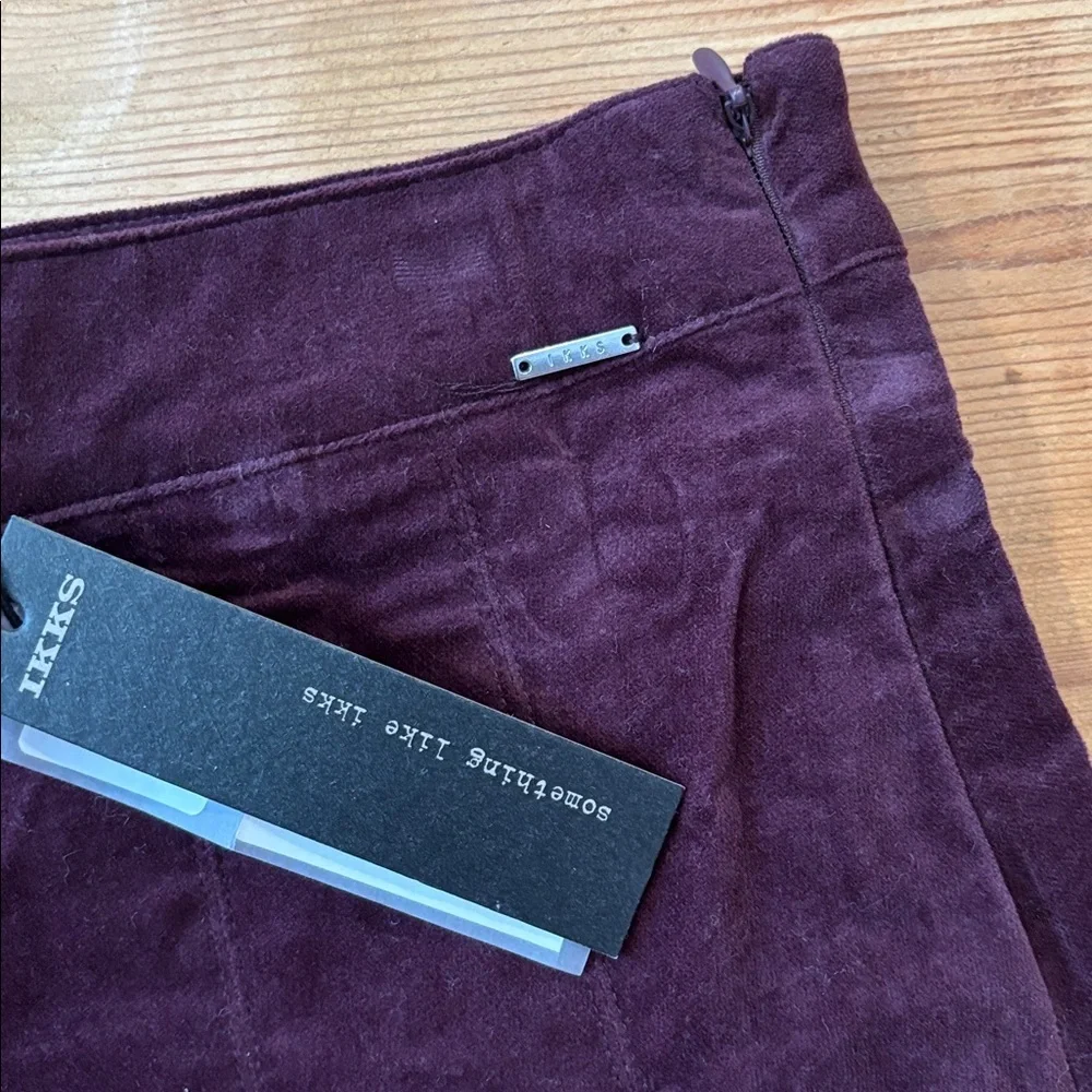 New! IKKS France 12 Purple Brushed Cotton Pleated Skirt